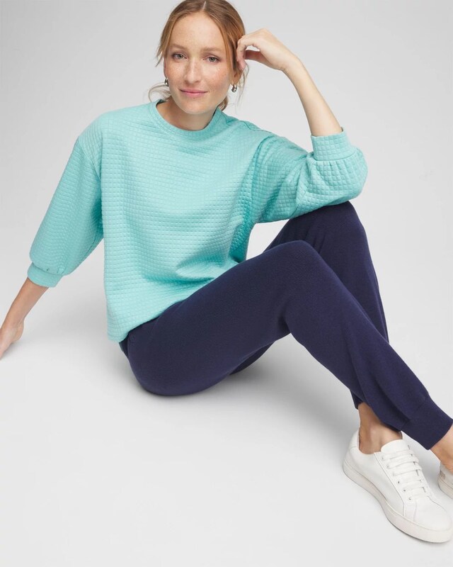 Zenergy Jacquard Bubble-Sleeve Top - image 2